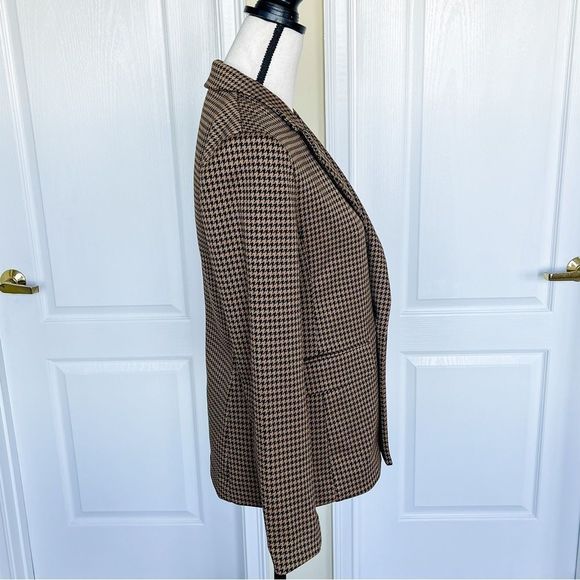 Ann Taylor Size 00 Houndstooth Caramel Brown Gold Button Side Pocket Winter Coat - Picture 10 of 14